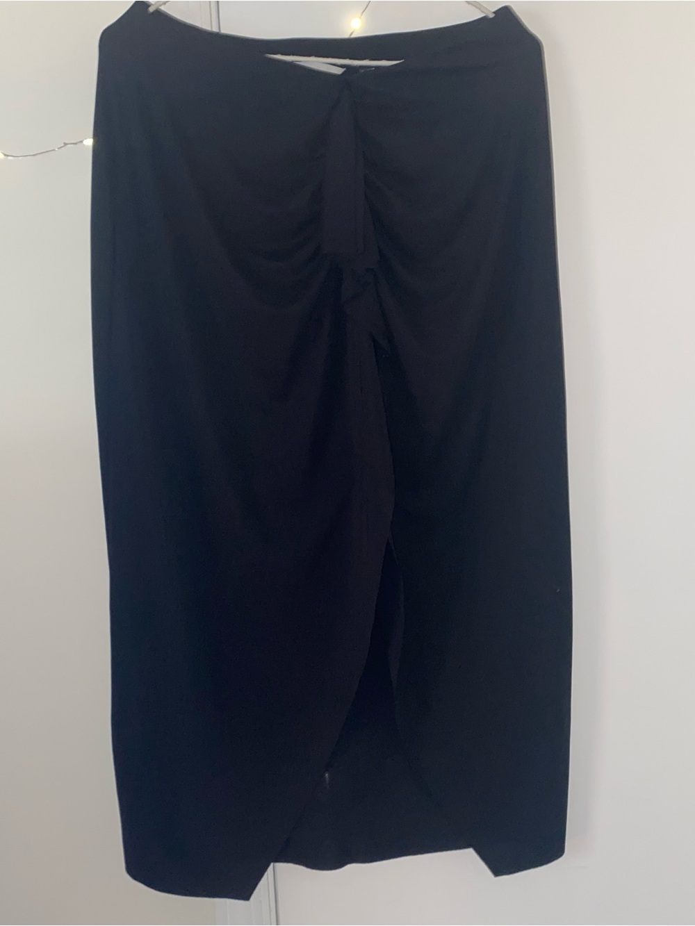 H&M Black Ruched Front Midi Skirt